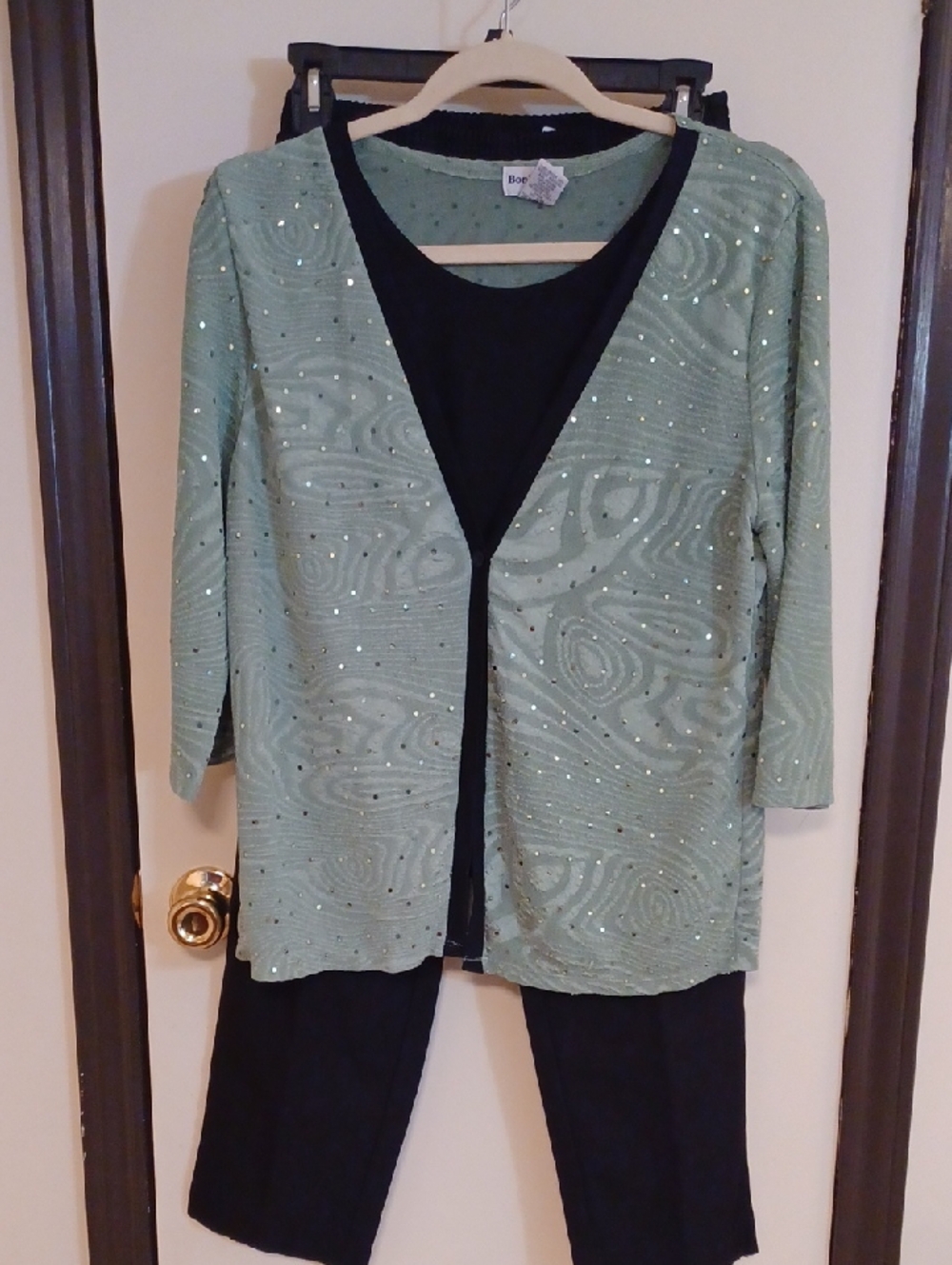 Bon Worth Sage Green Top and Blair Black Pants
